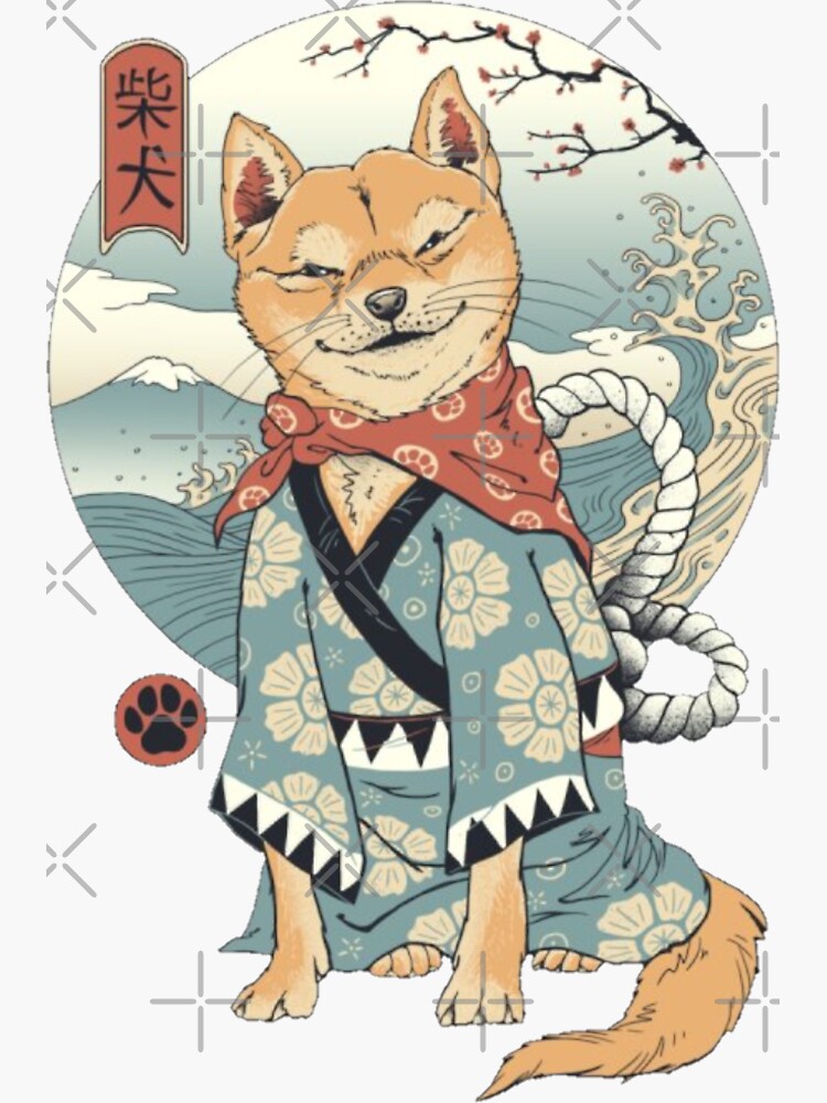 Shiba Inu Samurai Sticker By Horsetweets Redbubble