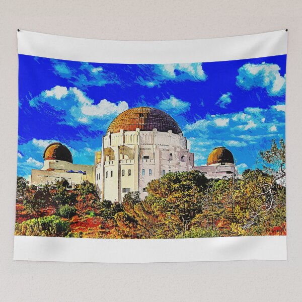 Item preview, Griffith Observatory, Los Angeles - impressionist painting designed and sold by NickoPrints.