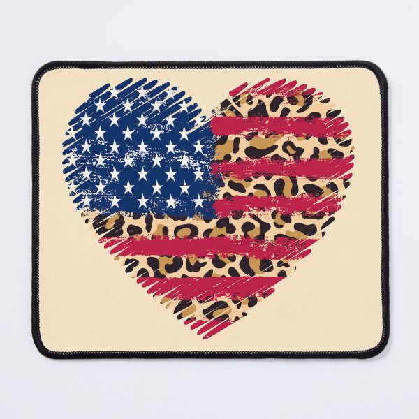 Item preview, Patriotic 4th of July Heart Shaped Leopard Print American Flag designed and sold by GreenSplash.