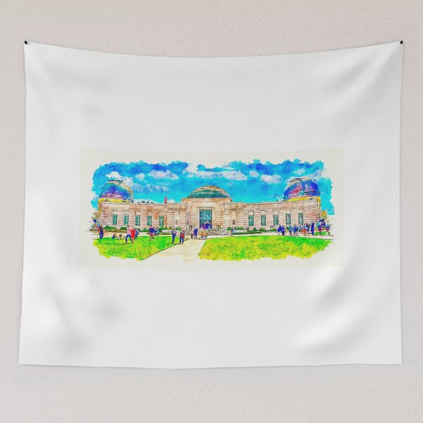 Item preview, Griffith Observatory, Los Angeles - pen sketch and watercolor designed and sold by NickoPrints.