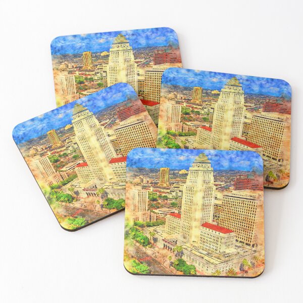 Item preview, Los Angeles City Hall - pen and watercolor designed and sold by NickoPrints.