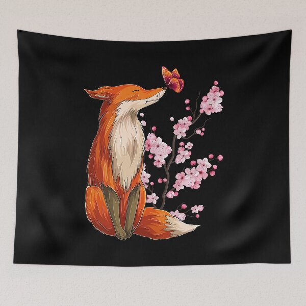 Item preview, Japanese Fox Cherry Blossom Flower Sakura Trees Kawaii designed and sold by PerkinsAarav.
