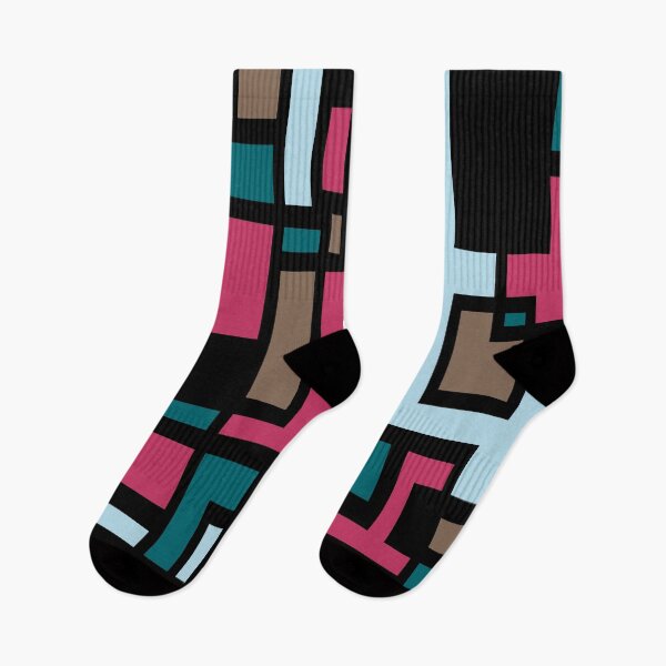 Item preview, Geometric Art Deco Style Brown Blue Pink Black Outline  designed and sold by taiche.
