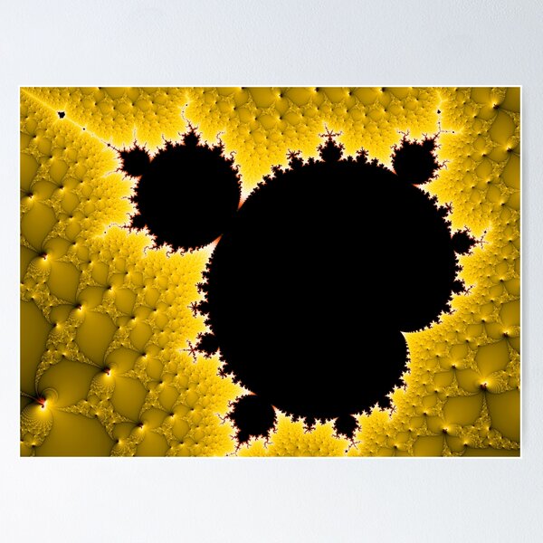Artikelvorschau, Mandelbrot set schwarze und gelbe Fraktalkunst entworfen und verkauft von mhfoto.
