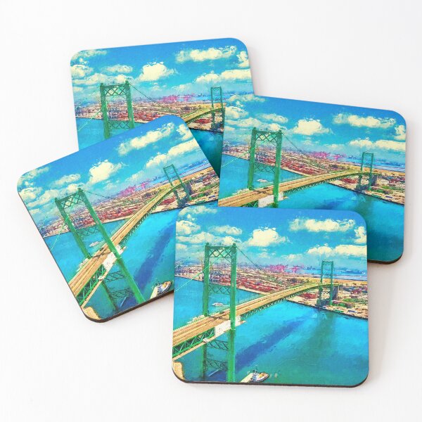 Item preview, Vincent Thomas Bridge, Los Angeles, California - digital painting designed and sold by NickoPrints.