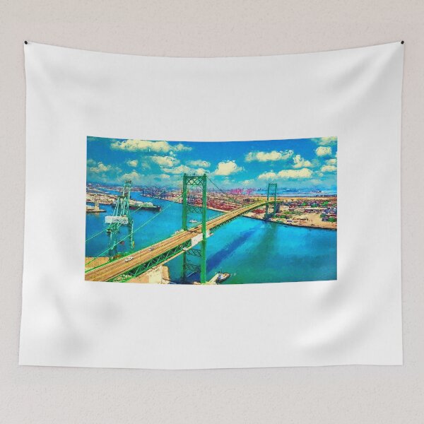 Item preview, Vincent Thomas Bridge, Los Angeles, California - digital painting designed and sold by NickoPrints.