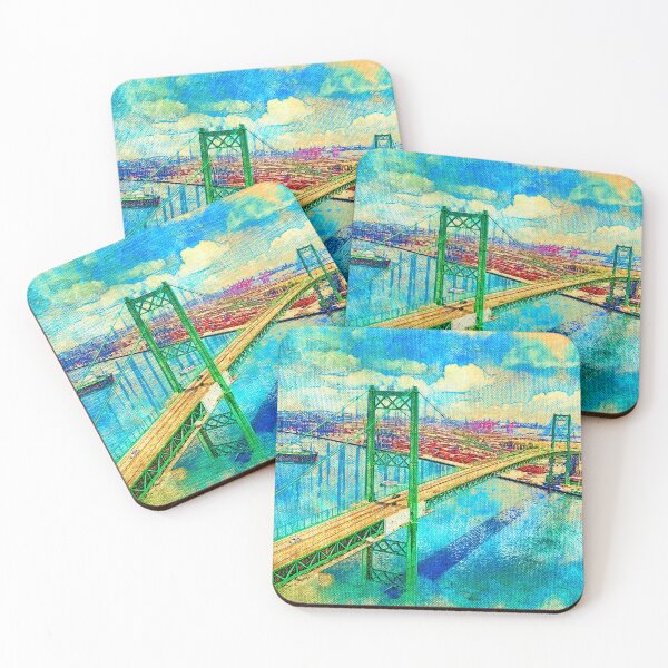 Item preview, Vincent Thomas Bridge, Los Angeles, California - canvas texture designed and sold by NickoPrints.