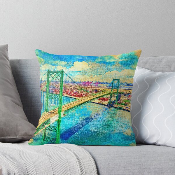 Item preview, Vincent Thomas Bridge, Los Angeles, California - canvas texture designed and sold by NickoPrints.