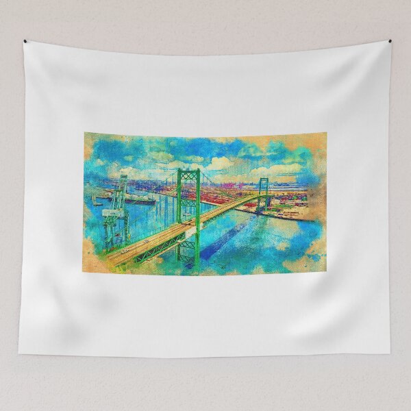 Item preview, Vincent Thomas Bridge, Los Angeles, California - canvas texture designed and sold by NickoPrints.