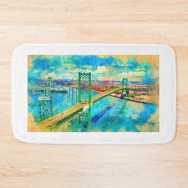 Item preview, Vincent Thomas Bridge, Los Angeles, California - canvas texture designed and sold by NickoPrints.
