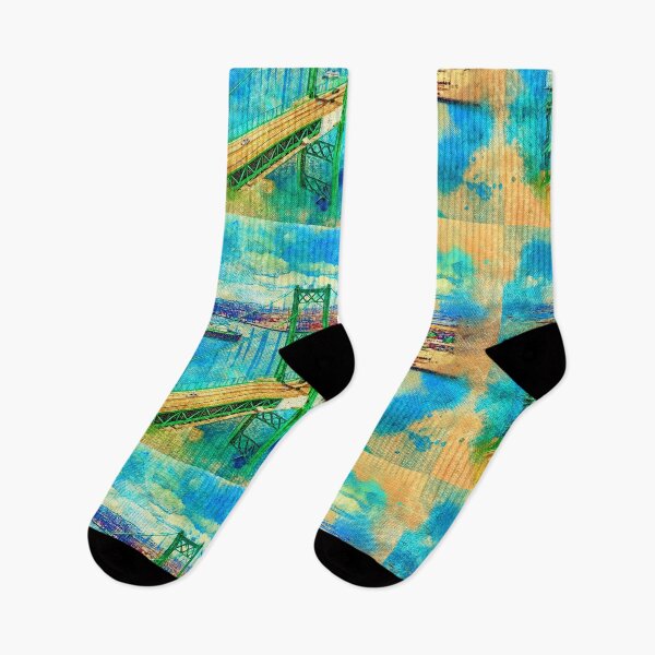 Item preview, Vincent Thomas Bridge, Los Angeles, California - canvas texture designed and sold by NickoPrints.