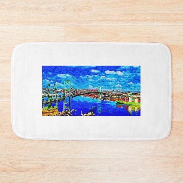 Item preview, Vincent Thomas Bridge, Los Angeles, California - impressionist painting designed and sold by NickoPrints.