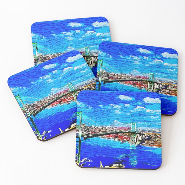 Item preview, Vincent Thomas Bridge, Los Angeles, California - impressionist painting designed and sold by NickoPrints.