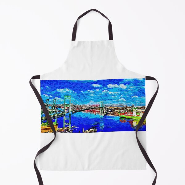 Item preview, Vincent Thomas Bridge, Los Angeles, California - impressionist painting designed and sold by NickoPrints.