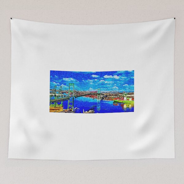 Item preview, Vincent Thomas Bridge, Los Angeles, California - impressionist painting designed and sold by NickoPrints.