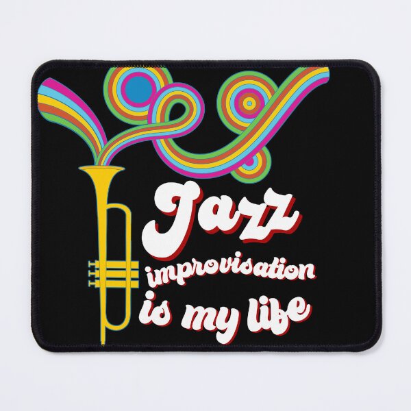 Item preview, Colored sound waves emanate from a jazz trumpet designed and sold by Goliardika-Shop.