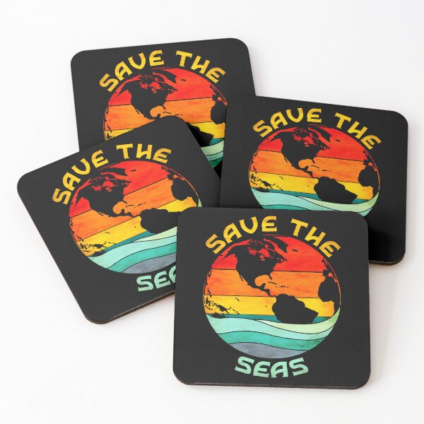 Item preview, Save the Seas, Earth Day Retro Vintage Sunset and Ocean designed and sold by ACC .