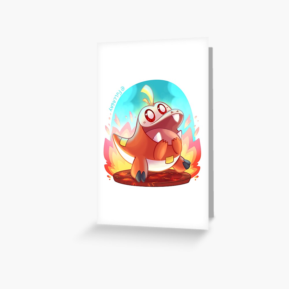 "Fuecoco - Scarlet and Violet Grass Starter Cute Design" Greeting Card