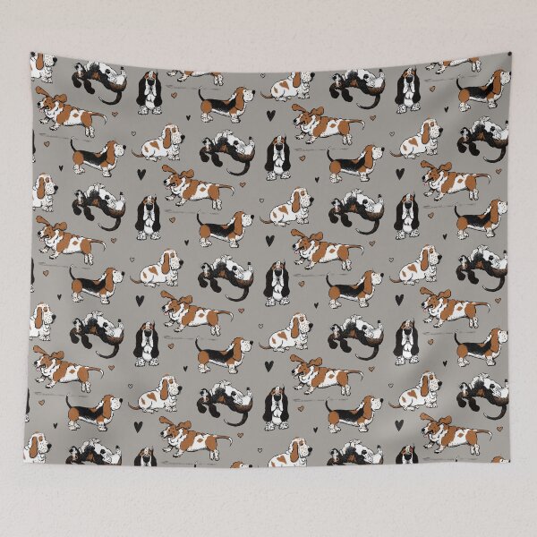 Item preview, Basset Buddies on Warm Gray designed and sold by Christine Philbrick.