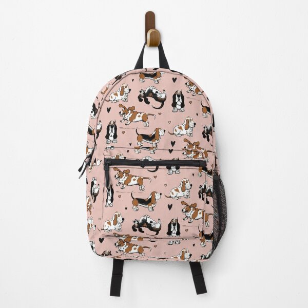 Basset Buddies on Pale Pink Backpack
