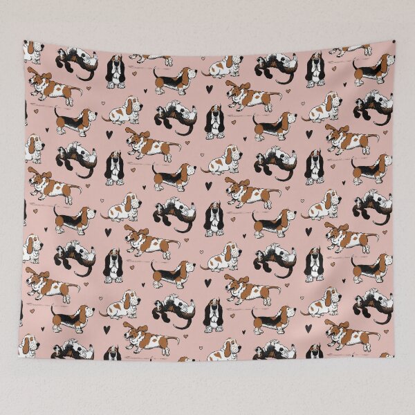 Item preview, Basset Buddies on Pale Pink designed and sold by Christine Philbrick.