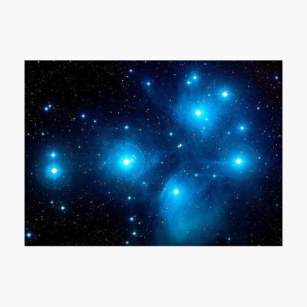 The Pleiades Star Cluster in Taurus the Bull Photographic Print