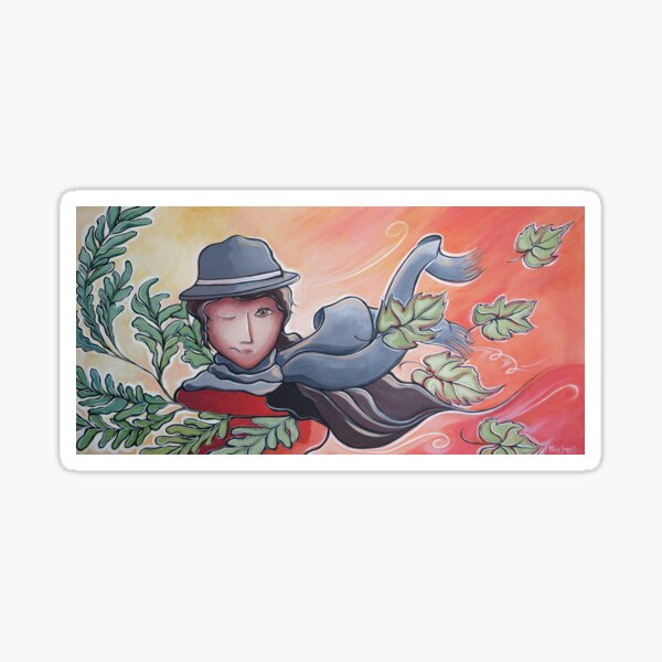 Colorful naive art painting Sticker