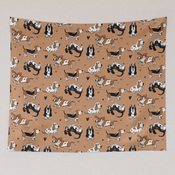 Item preview, Basset Buddies on Terra Cotta designed and sold by Christine Philbrick.