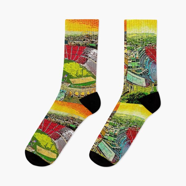 Item preview, Los Angeles Memorial Coliseum at sunset - impressionist painting designed and sold by NickoPrints.