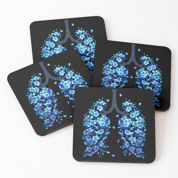 Item preview, Blue Sakura Hanahaki cherry blossom floral lungs | on black designed and sold by arterialmotive.
