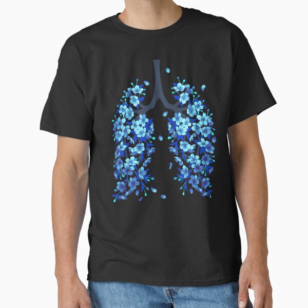 Item preview, Blue Sakura Hanahaki cherry blossom floral lungs | on black designed and sold by arterialmotive.