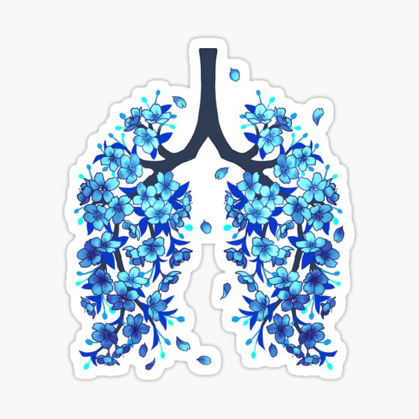 Item preview, Blue Sakura Hanahaki cherry blossom floral lungs | on black designed and sold by arterialmotive.