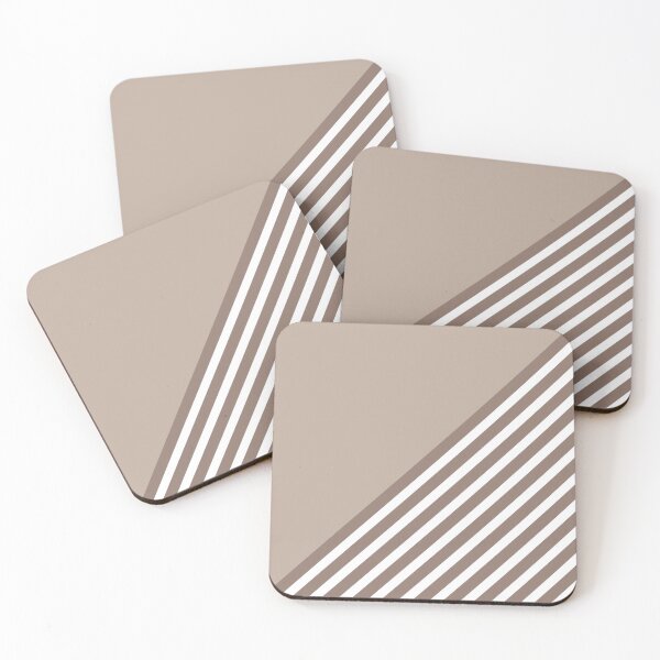 Item preview, Color Block & Stripes Geometric Print, Mocha and White designed and sold by meggydesigns.
