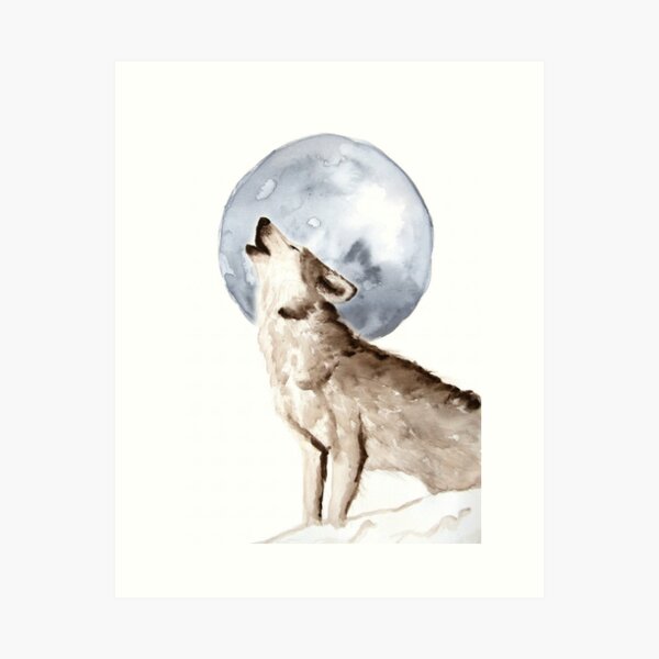 Howling Wolf - Moon Art Print by badbugs_art