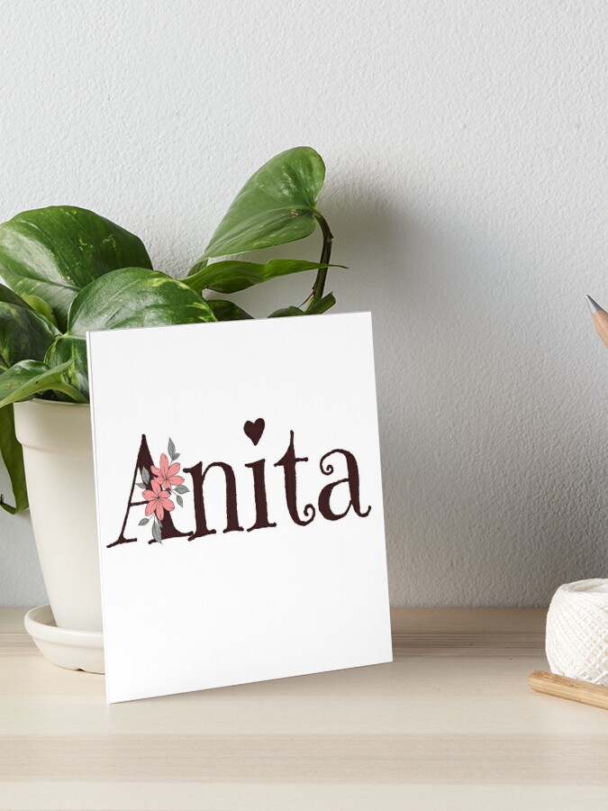 Name Anita with pink flower Art Board Print for Sale by Anita
