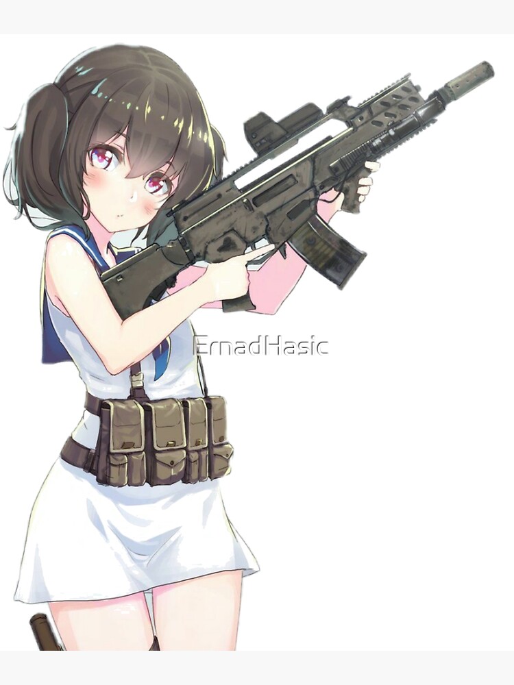 Anime Girl With Gun Greeting Card For Sale By Ernadhasic Redbubble