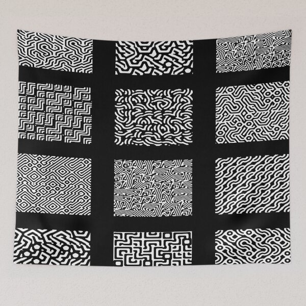 Item preview, Black and White Psychedelic Pattern designed and sold by Discordant Dreams Art.