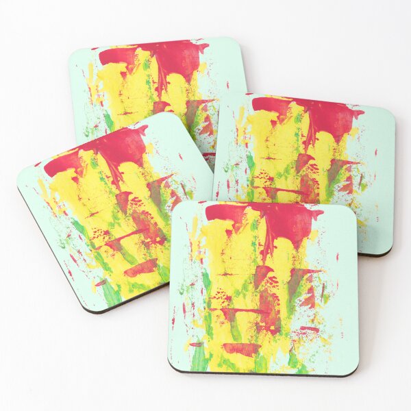 Item preview, Gouache Strokes Abstract Painting Red Green Yellow designed and sold by kertasiun.