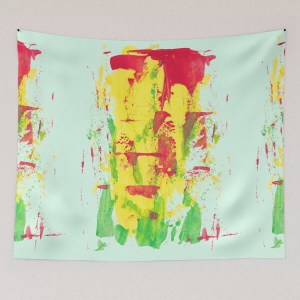 Item preview, Gouache Strokes Abstract Painting Red Green Yellow designed and sold by kertasiun.