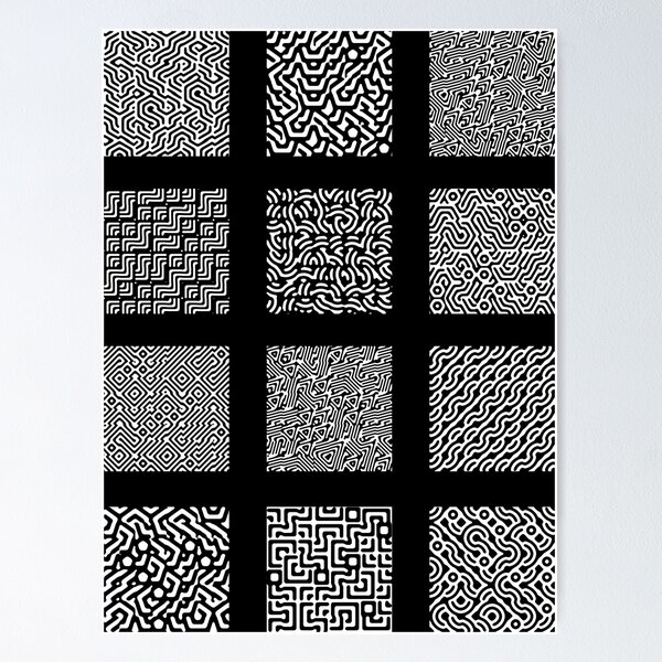 Item preview, Black and White Psychedelic Pattern designed and sold by Discordant Dreams Art.