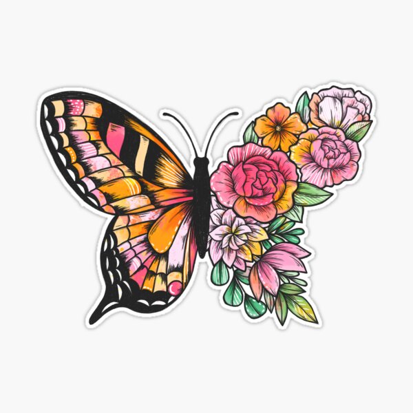 22 Vintage stickers flowers, butterfly