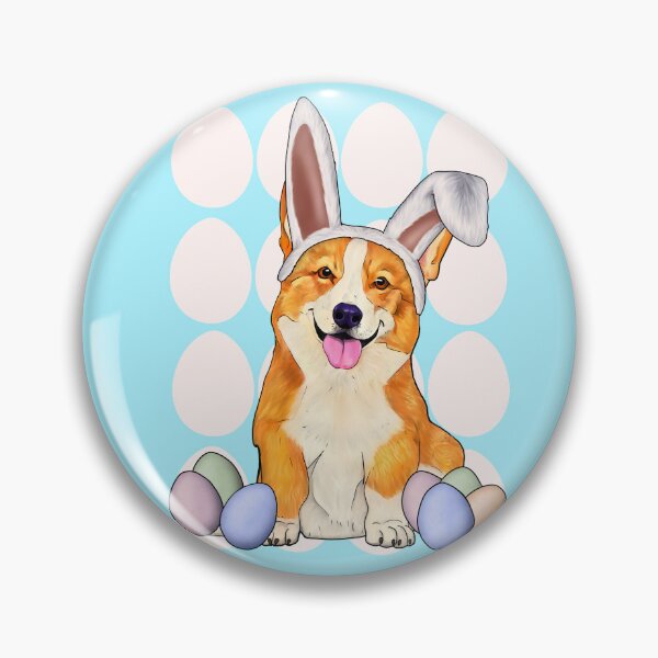 Item preview, Corgi dog with bunny ears and Easter eggs designed and sold by Mehu.