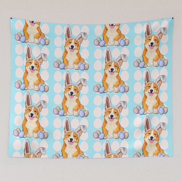 Item preview, Corgi dog with bunny ears and Easter eggs designed and sold by Mehu.