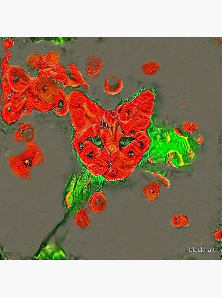 Ninja cat hiding in poppies #Art by blackhalt