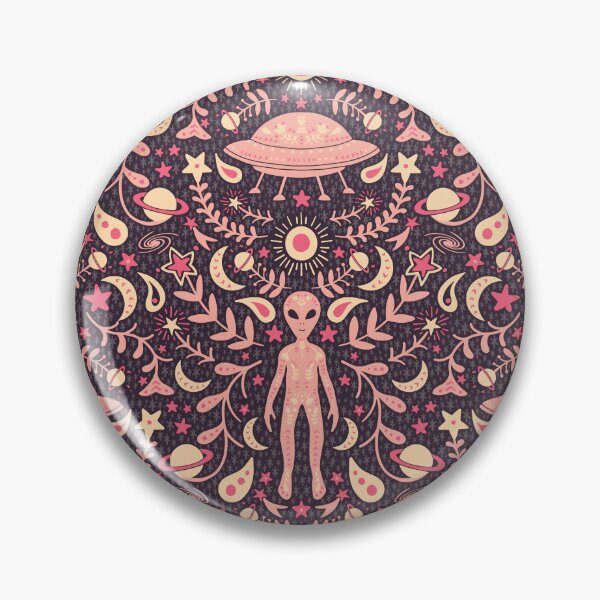 Item preview, Folk Art Alien in Pink & Dark Gray designed and sold by somecallmebeth.