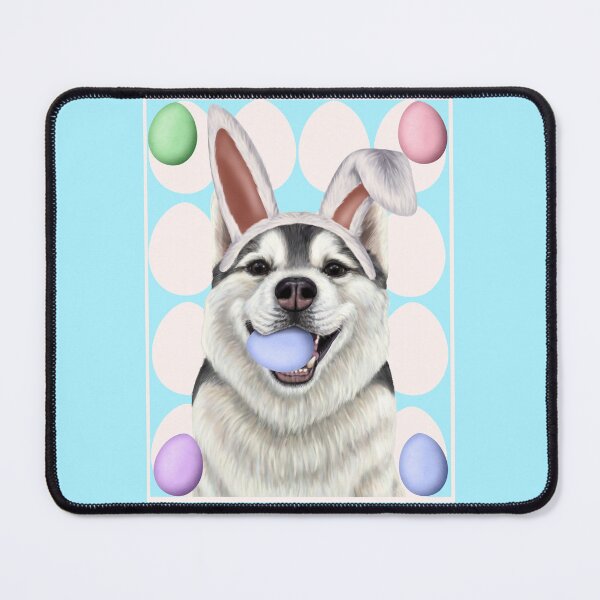 Item preview, Husky dog with bunny ears and Easter eggs designed and sold by Mehu.