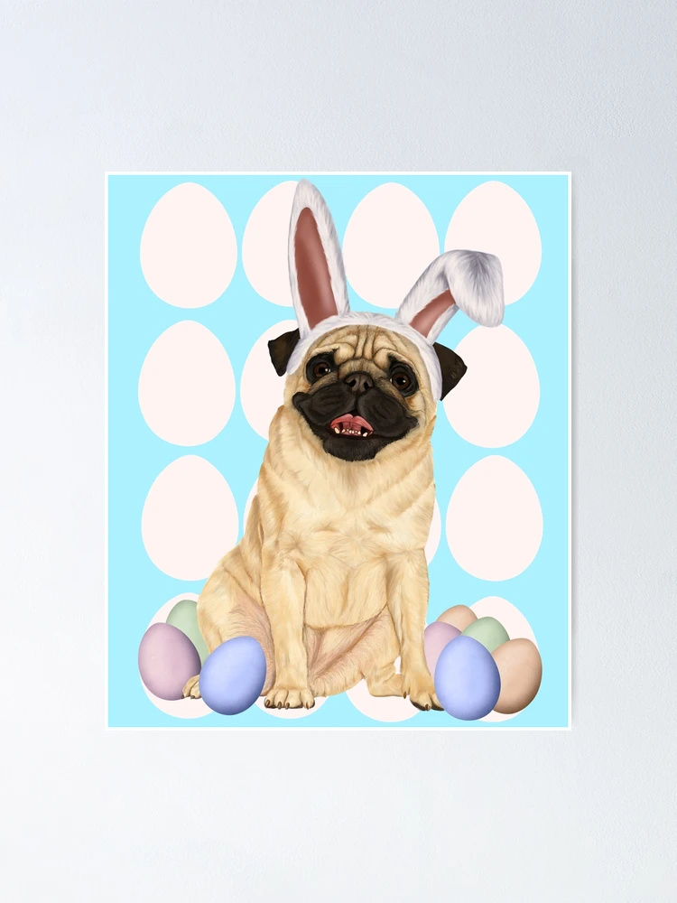 Easter Pug Wearing Bunny Ears Seamless Pug Cute Yoga Mat by Frost Store