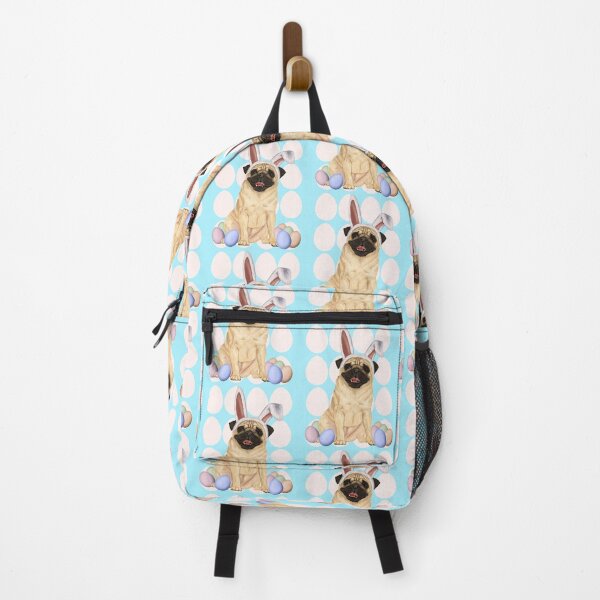 Item preview, Pug dog with bunny ears and Easter eggs designed and sold by Mehu.