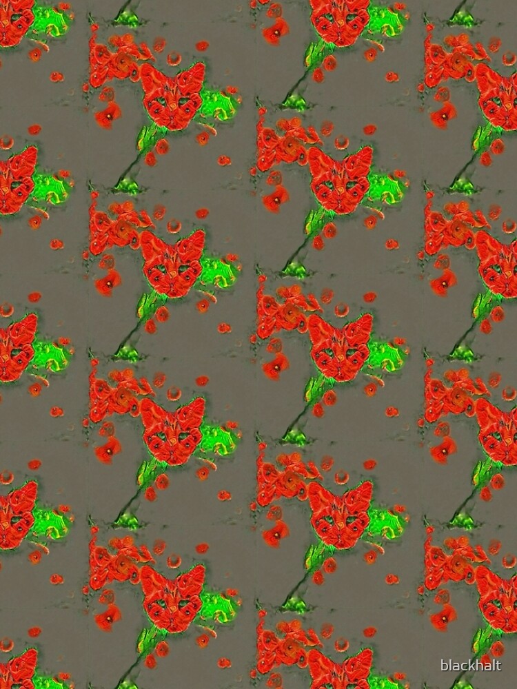 Ninja cat hiding in poppies #Art by blackhalt