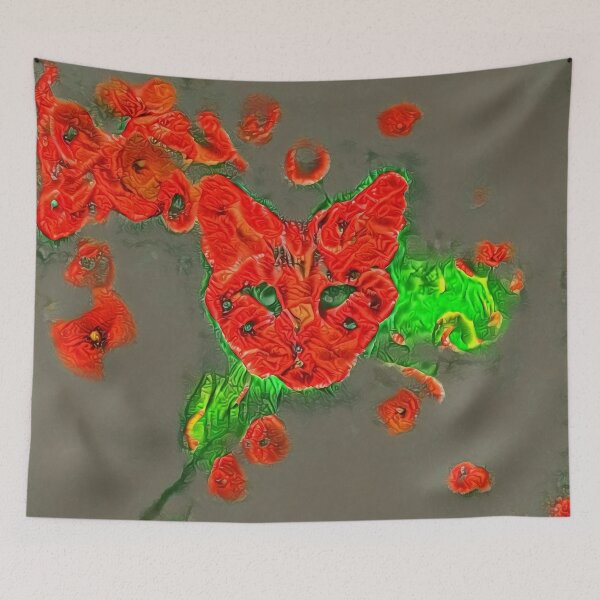 Item preview, Ninja cat hiding in poppies #Art designed and sold by blackhalt.